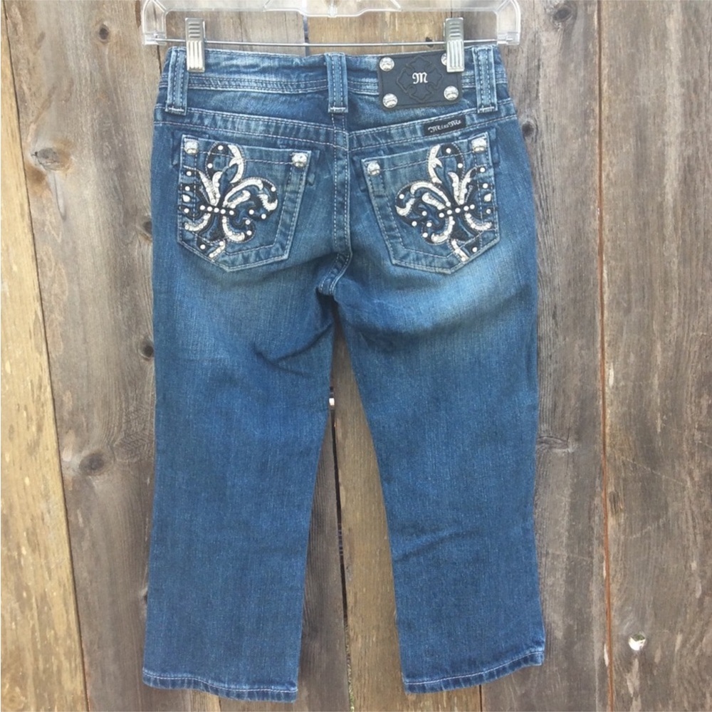 Miss Me Blue Embellished Capri Size 12 - Picture 3 of 6